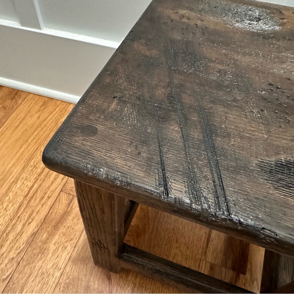 Vintage Primitive Small Stool Wooden Dark stain Rustic Earthy Decor Plant Stand - Picture 16 of 16